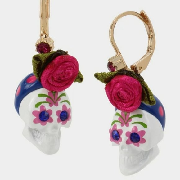 Betsey Johnson Jewelry - Betsey Johnson Sugar Skull Drop Earrings
